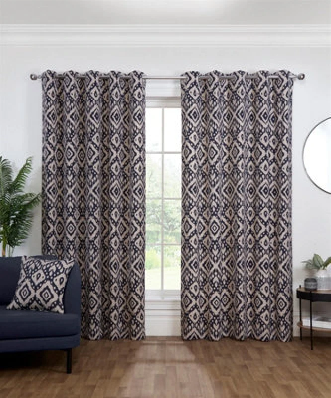 Image of Sundour Marrakech Ready Made Eyelet Curtains Navy