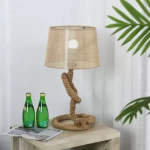 Image of HOMCOM Hemp Rope Linen Shade Table Lamp Beige