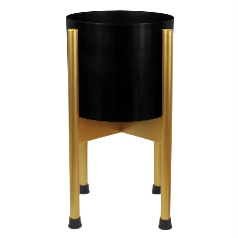 Image of Unbranded Medium Gold Stand with Black Metal Planter 38.5cm x 18cm