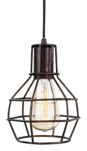 Image of Clipper 1 Light Wire Ceiling Pendant Rustic Brown, E27
