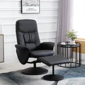 image of HOMCOM Executive Recliner Chair High Back and Footstool Armchair Lounge Seat Black