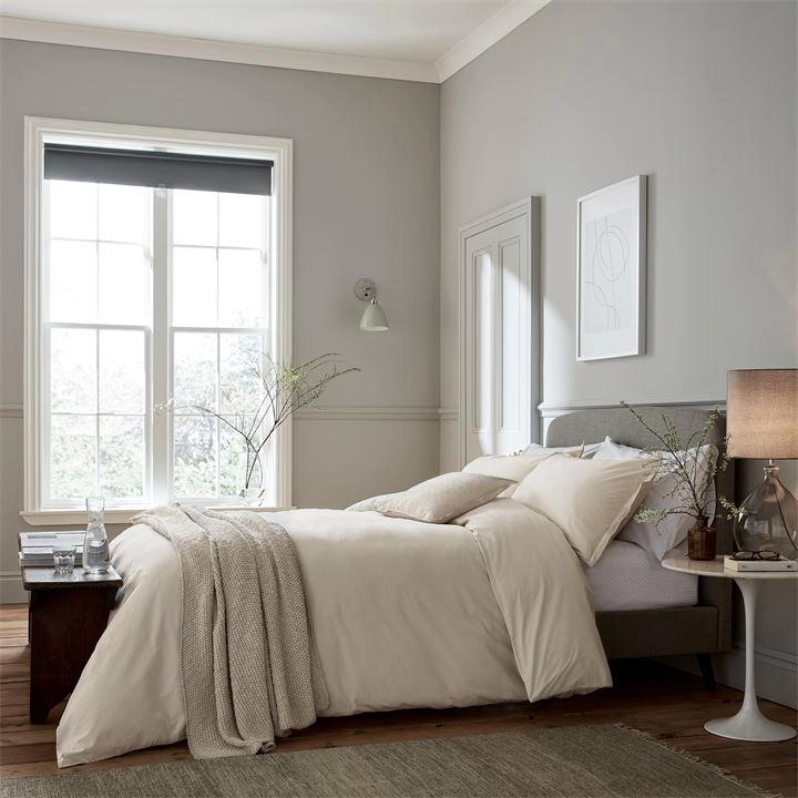 image of Murmur Natural Cotton Percale 200 Thread Count 'Calm' Duvet Cover - double