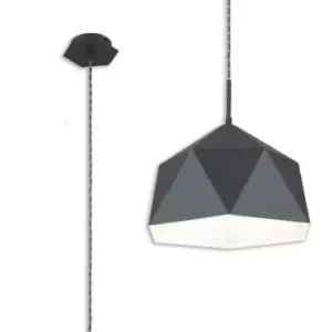 Image of Single Pendant, 1 Light Adjustable E27, Graphite, White Inner