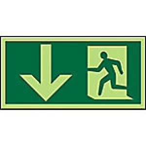 Image of Fire Exit Sign Down Arrow Plastic 15 x 30 cm