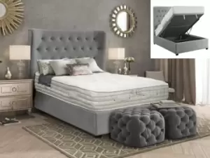 Image of ASC Belmont 6ft Super King Size Grey Upholstered Fabric Ottoman Bed Frame