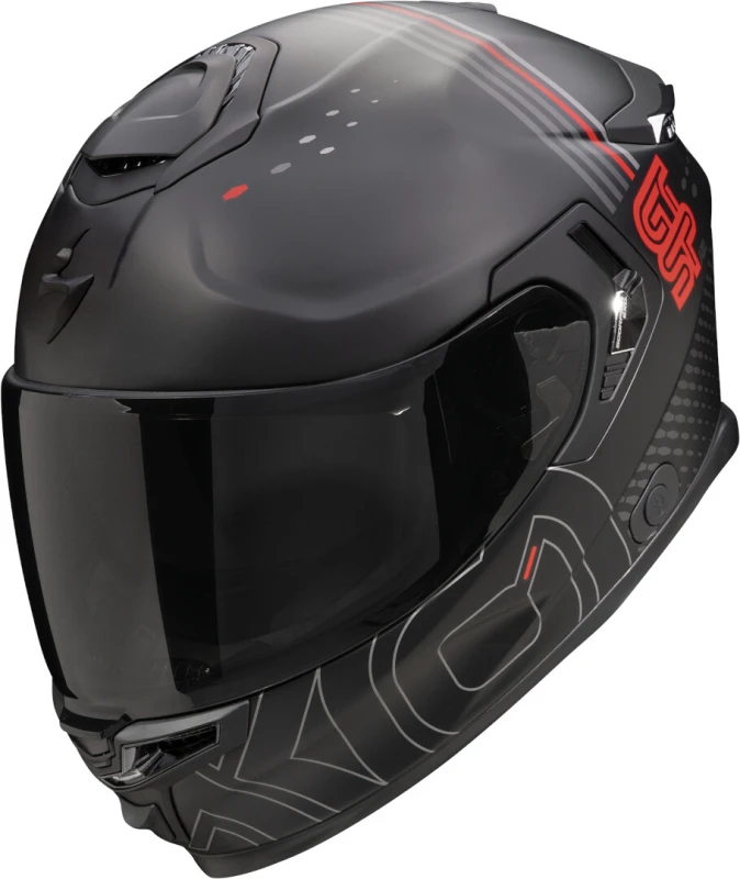 Image of Scorpion EXO-GT SP AIR Techlane Matt Black Grey Red Full Face Helmet Size L