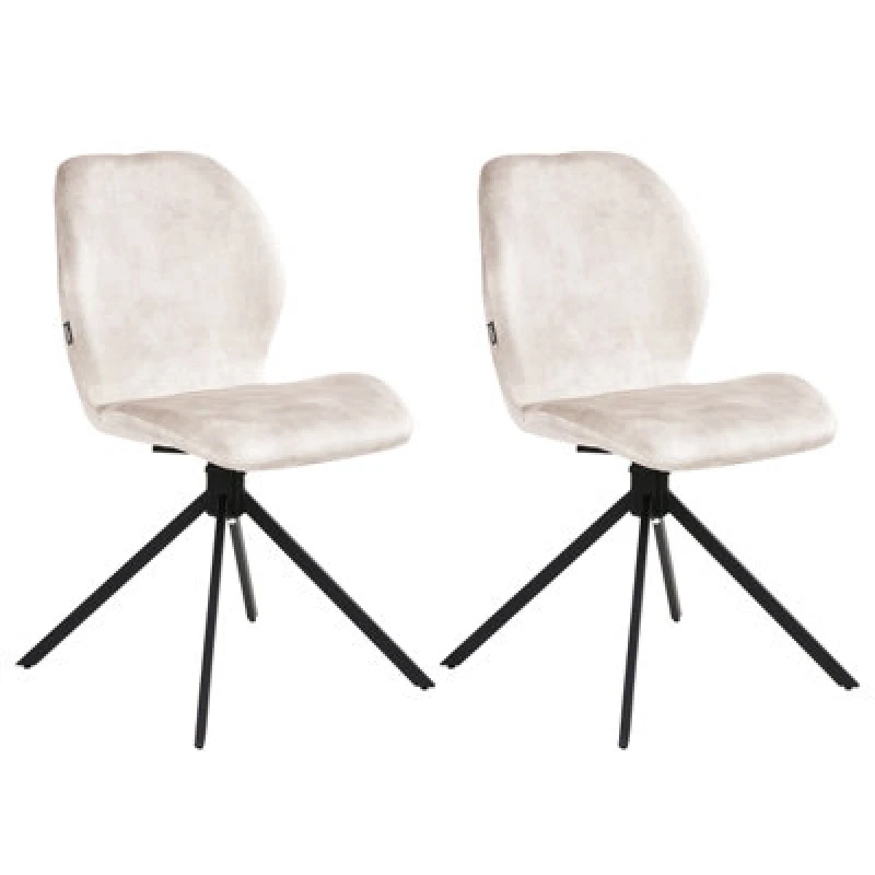 Image of Beliani Set Of 4 Dining Chairs Swivel Morrison Velvet Light Beige