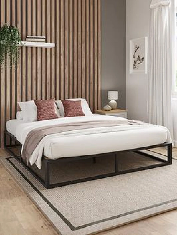 Image of GFW Loft Platform Single Metal Bed & Bonnel Mattress, Black PB090BLSB