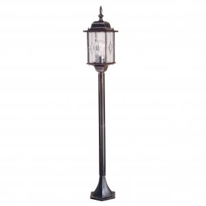 Image of 1 Light Outdoor Bollard Lantern Black Silver IP43, E27