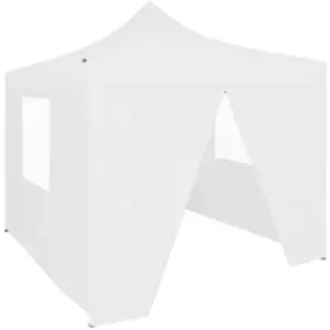 image of Professional Folding Party Tent with 4 Sidewalls 2x2 m Steel White Vidaxl White