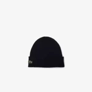 Unisex Lacoste Ribbed Wool Beanie Size Unique size Navy Blue