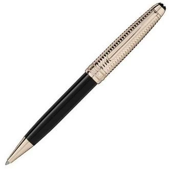 Image of Mont Blanc - Meisterstuck Doue Geometry Champagne-tone Gold-coated Classique Ballpoint Pen - Ballpoint Pens - Black