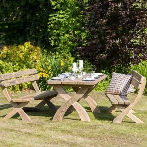 image of Zest4Leisure Harriet Wooden Garden Dining Table and Bench Set