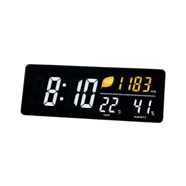 image of Alba LED Wall Clock With CO2 Level Temperature Humidity Sensor Black HORDGTL CO2