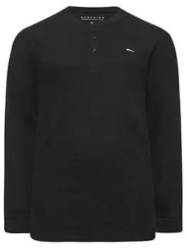 BadRhino Long Sleeve Waffle T-Shirt - Black, Size 4XL, Men