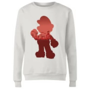 Image of Nintendo Super Mario Mario Silhouette Womens Sweatshirt - White - L