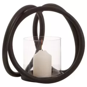 image of Aura Matte Black Candle Holder Medium