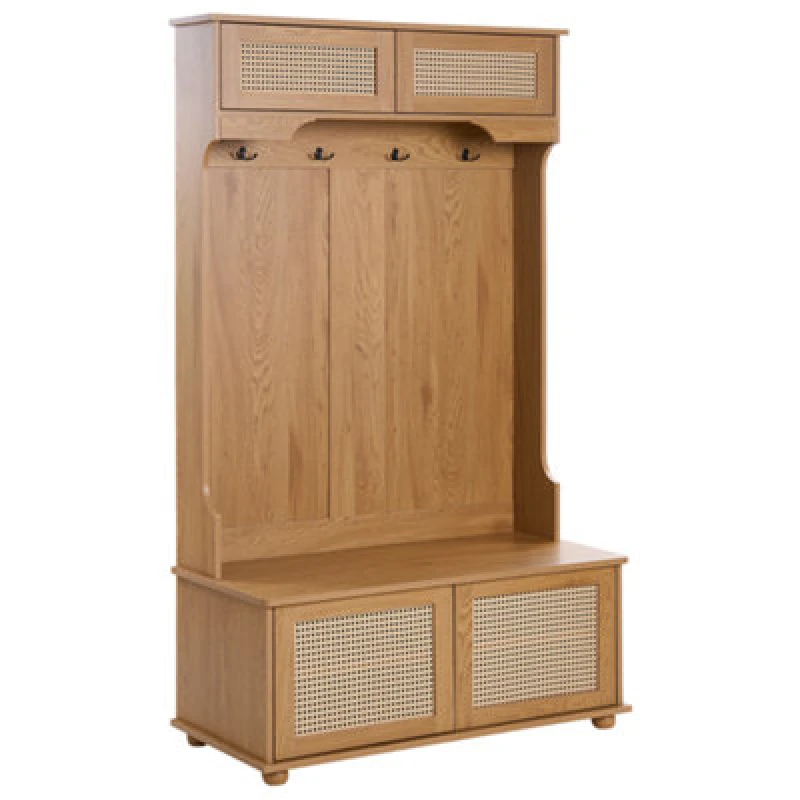 Image of Beliani Shoe Storage With Coat Rack Buchanan Light Brown