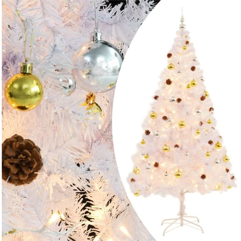 Image of VIDAXL Vidaxl - Artificial Pre-lit Christmas Tree with Baubles White 210cm 8720286017746