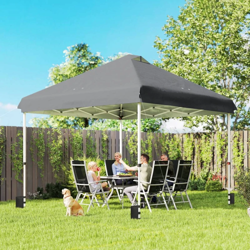 Image of OUTSUNNY 3 x 3m Pop Up Gazebo w/ Wheels, One-Touch Party Tent in Dark Grey Size: 3m Dark Grey Unisex 3m