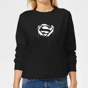 Image of Justice League Graffiti Superman Womens Sweatshirt - Black - L - Black