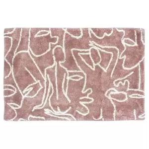 Image of Furn. Everybody Abstract Knitted Cotton Anti-slip Bath Mat Blush/Ivory