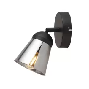 image of Searchlight Mega Single Spotlight - Matt Black & Smoked Glass