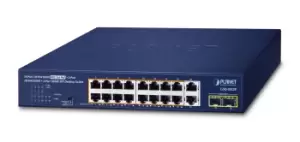 image of 16-Port GE 802.3at+ 2-Port+ 1000X SFP - Switch - Copper Wire