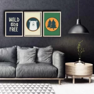 Image of 3PKCT-008 Multicolor Decorative Framed MDF Painting (3 Pieces)