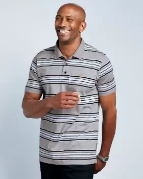 Image of Cotton Traders Mens Guinness Short Sleeve Stripe Polo Shirt in Grey