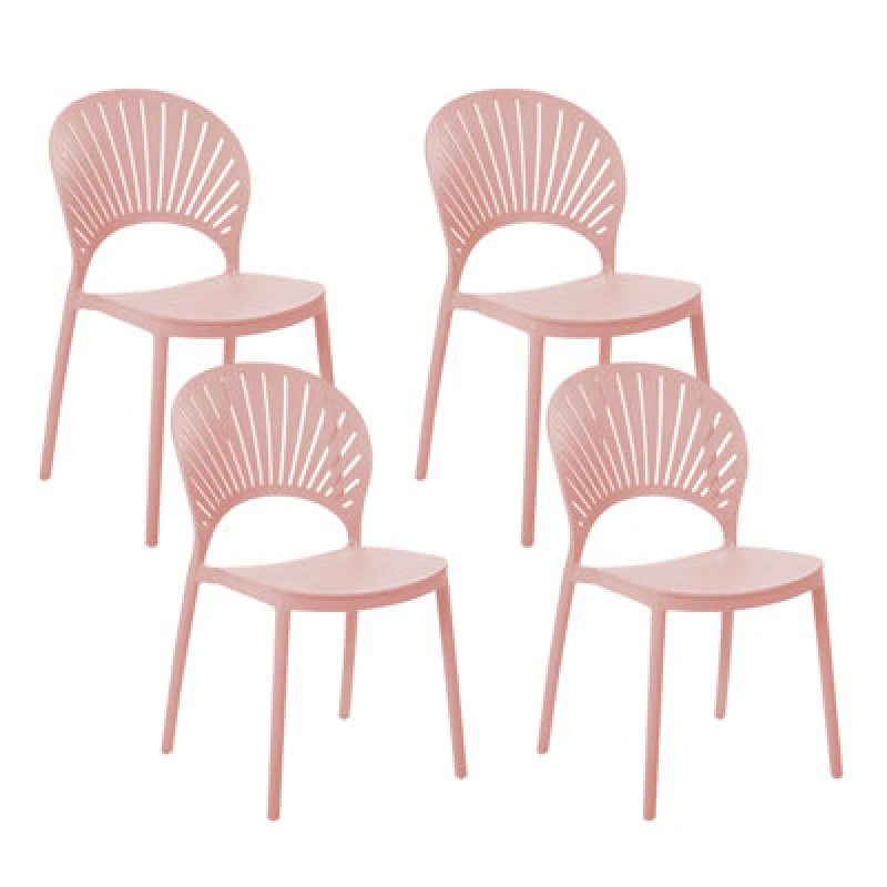 Image of Beliani Set Of 4 Garden Chairs Ostia Pastel Pink