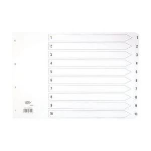 Image of Elba A3 Mylar Dividers Europunched 1-10 Clear Tabs Landscape White Single
