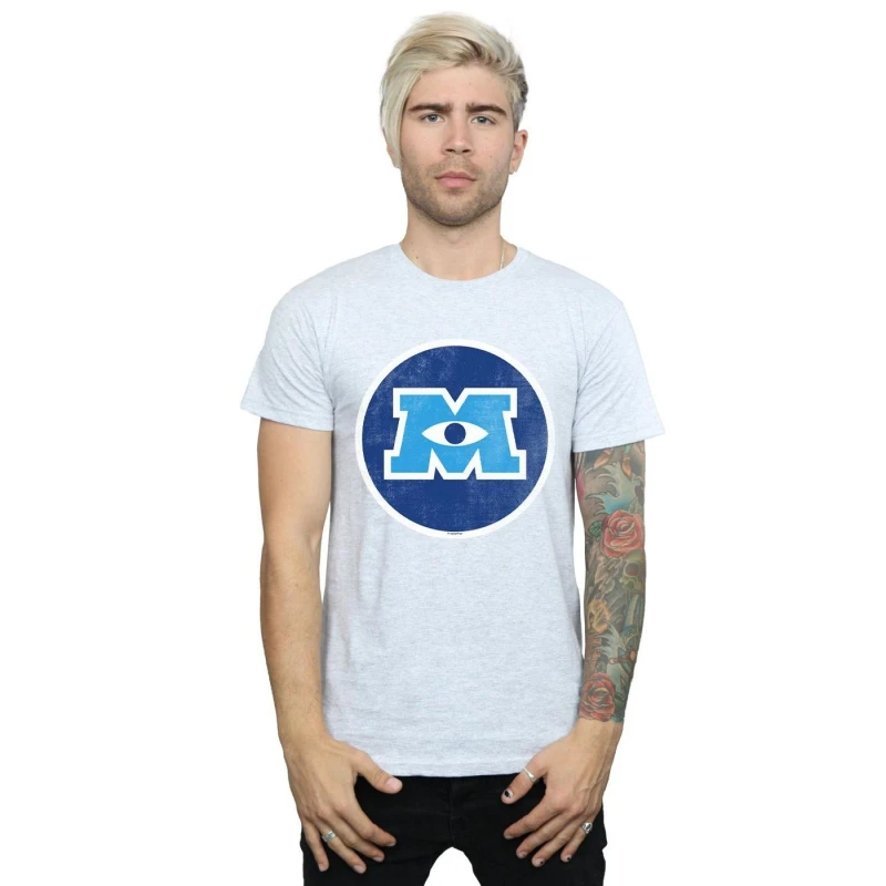 Image of Disney Men Monsters University Monster Emblem T-Shirt in Grey Size: Small Grey S Male 5059568055675