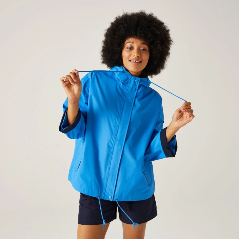 Image of Regatta Womens Sarika Full Zip Hooded Waterproof Coat 12 - Bust 36' (92cm) Sonic Blue RWW432-RAD-12