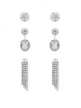 Image of Mood Silver Plated Pearl Crystal Earrings