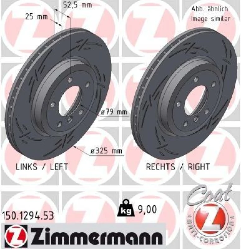 Image of ZIMMERMANN Brake disc ZIMMERMANN 150.1294.53