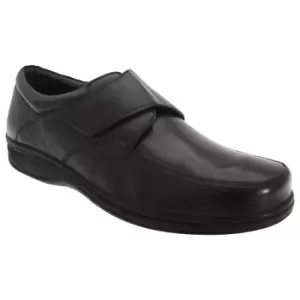 Image of Roamers Mens Fuller Fitting Superlight Touch Fastening Leather Shoes (11 UK) (Black)