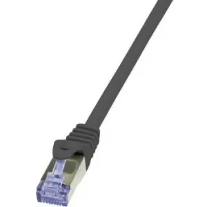 image of LogiLink CQ3033S RJ45 Network cable, patch cable CAT 6A S/FTP 1m Black Flame-retardant, incl. detent