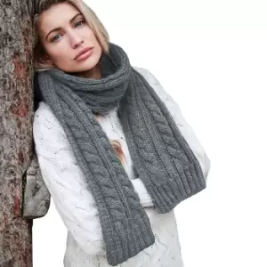 Image of Beechfield Cable Knit Melange Scarf (One Size) (Light Grey)