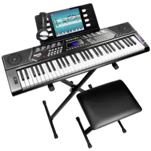 image of RockJam 61 Key Keyboard Piano with Stand, Stool & Headphones