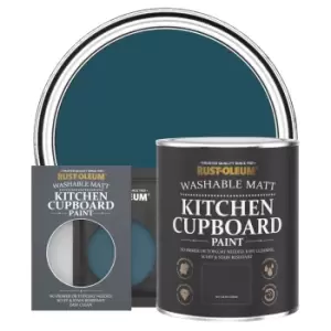 image of Rust-Oleum Kitchen Cupboard Paint, Matt finish - Commodore Blue - 750ml