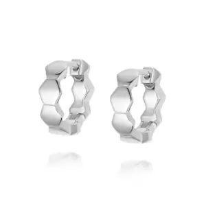 Image of Daisy London Jewellery 925 Sterling Silver Bethany Huggie Hoop Earrings Sterling Silver