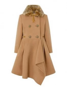 Monsoon Girls Camel Waterfall Coat - Camel, Camel, Size 5-6 Years, Women