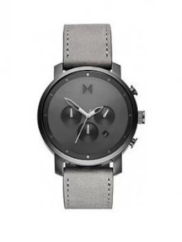 image of MVMT Grey Chronograph Dial Grey leather Strap Mens Watch, One Colour, Men