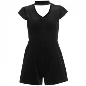 image of Firetrap Velour Playsuit Junior Girls - Black Velour