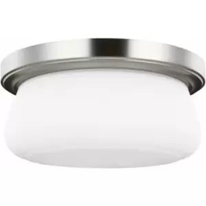 Image of Loops - 2 Bulb Flush Light Low Ceiling Satin Nickel LED E27 60W Bulb