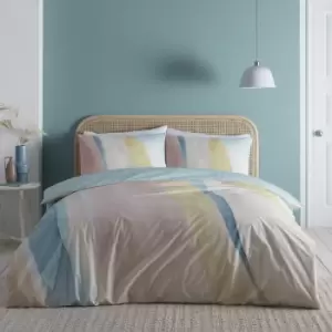 Image of Peyton Watercolour Print 100% Cotton Duvet Cover Set, Coral, King - Appletree Style