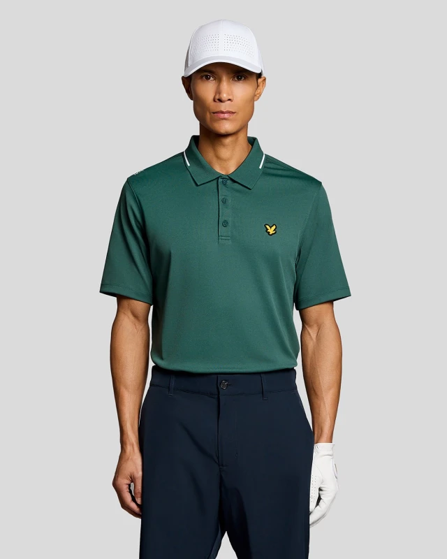 Image of Lyle & Scott Mens Golf Tipped Technical Polo Shirt in Green