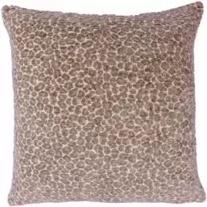 image of Riva Paoletti - Leo Chenille Leopard Print Cushion Cover, Taupe, 45 x 45 Cm