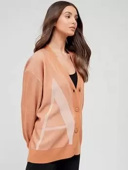Image of Armani Exchange Logo Cardigan - Dark Orange Size XS Women